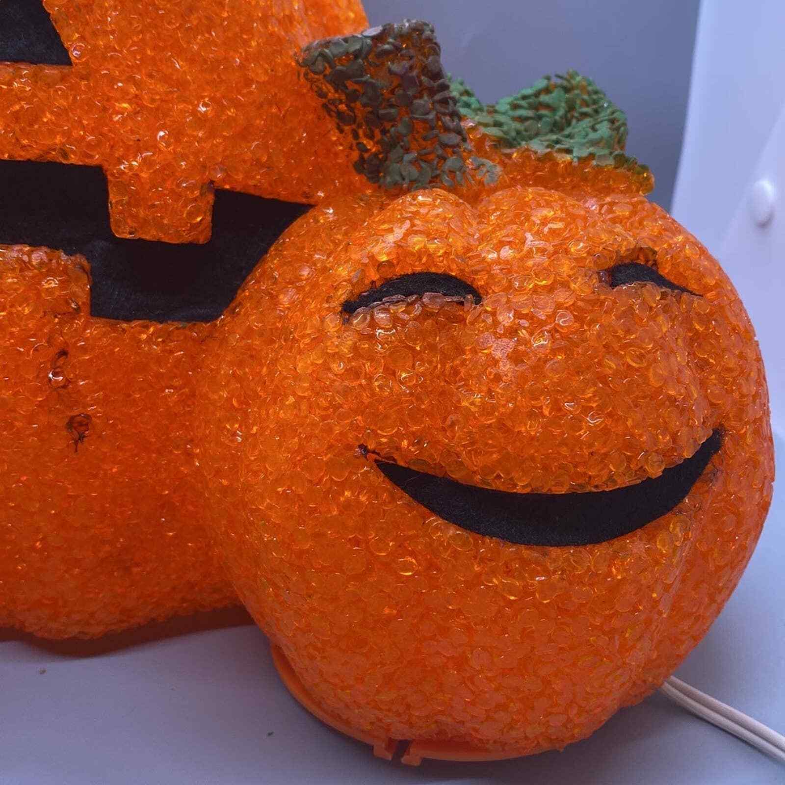 Vintage Halloween light up pumpkin Melted Plastic trio vintage holiday