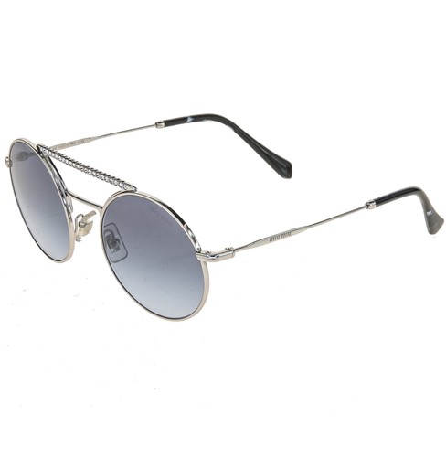 MIU MIU SOCIETE MU52VS CRYSTAL Bar Silver Blue Round Metal Runway Sonnenbrille 52V - Bild 8 von 10