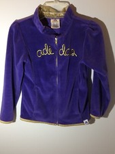 Little Girls Sz 6 Adidas Full Front Zip Up Sweatshirt Purple W/ Gold Graphics