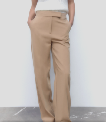 zara straight leg ecru pants
