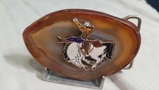 AGATE BRONC RIDER COWBOY Belt Buckle Vintage