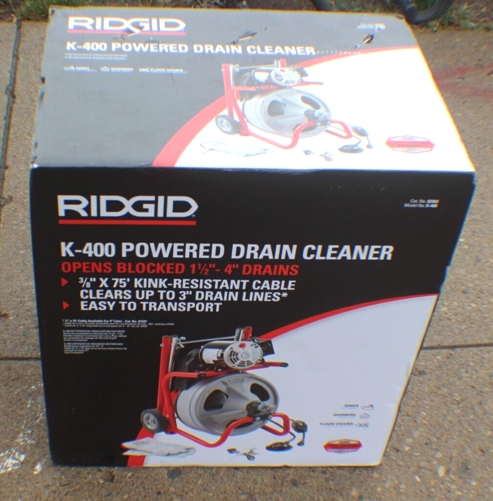RIDGID 52363 K400 POWERED Drain Cleaner Drum Machine w/3/8" x 75