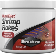 SEACHEM NutriDiet Shrimp Flakes Probiotics Formula 50 gm Container Exp 12/2024
