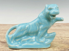 4.8“ Old Chinese Ru Kiln Porcelain Feng Shui 12 Zodiac Year Tiger Lucky Statue