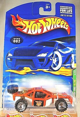 2001 Hot Wheels #2 Treasure Hunt 2/12 ROLL CAGE Orange/White w/RealRider GDYRDD 