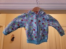 Faded Glory Girls Hooded Zip-Up Jacket 18mo Hearts Pink Blue Red Purple White