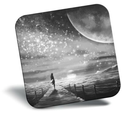 Toller Kühlschrankmagnet BW - Fantasy Ozean Mond Sterne Gamer #35971