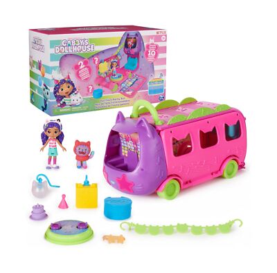 Gabby's Dollhouse Celebration Party Bus, Transforming Playset with Gabby & DJ...