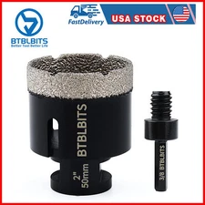 2" Dry Diamond Core Drill Bit Hole Saw Set & Hex Adapter for Tile Ceramic Marble