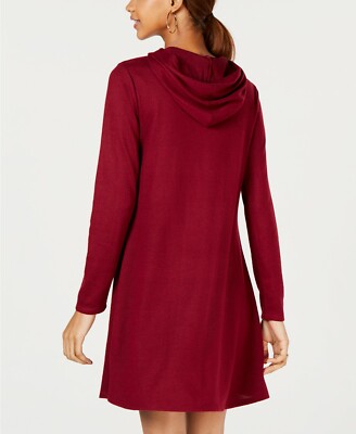 $48 NO Comment Womens Red Floral Patch Soft Hooded A-Line Dress Size M |  eBay