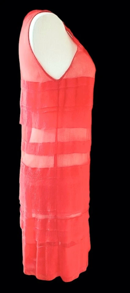 DKNY Vintage Scarlet Silk Semi Sheer Dress - US 8 - - Image 2 of 4