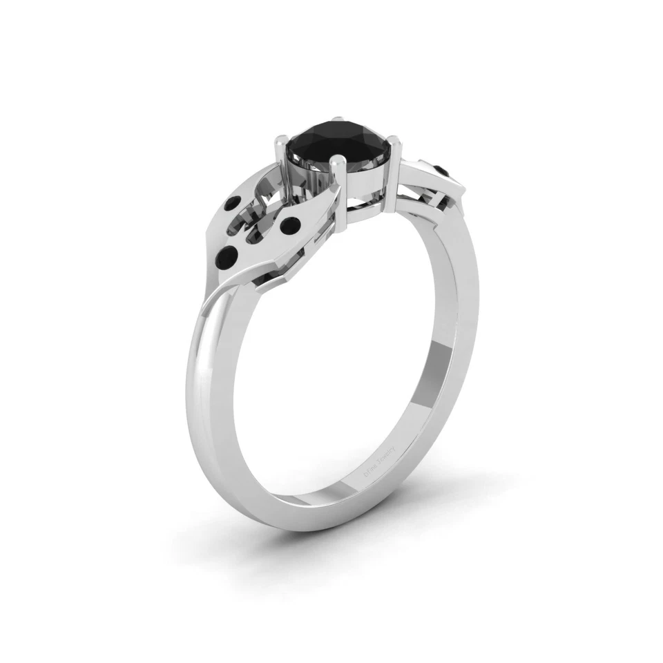 Bat Matching Wedding Ring Set His and Hers Couple 925 Sterling Silver Black Onyx - Изображение 4 из 4