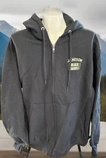 Jameson Irish Whiskey Black Barrel Embroidered Black Full Zip Hoodie Mens Medium