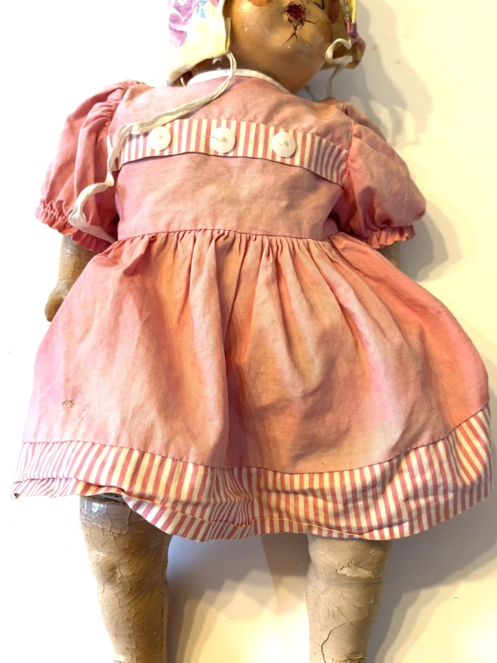 Antigua muñeca de composición de jinete espeluznante Halloween casa embrujada de miedo utilería Foto 3 de 4