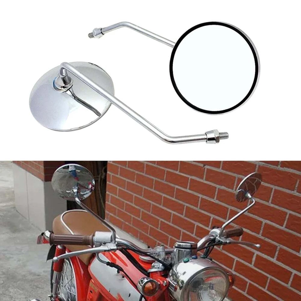 FOR Honda XR50R XR100R XR200R XR400R XR600R 10MM ROUND Chrome Motorcycle Mirrors - Image 4 of 4