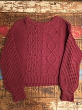 Free People Dream Cable Knit Crew Neck Sweater Chunky Slouchy Oversized S