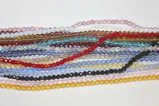 Glass Beads - 4 mm- Round Faceted -32 Facets- Five (5) Strands (About 500 Beads)