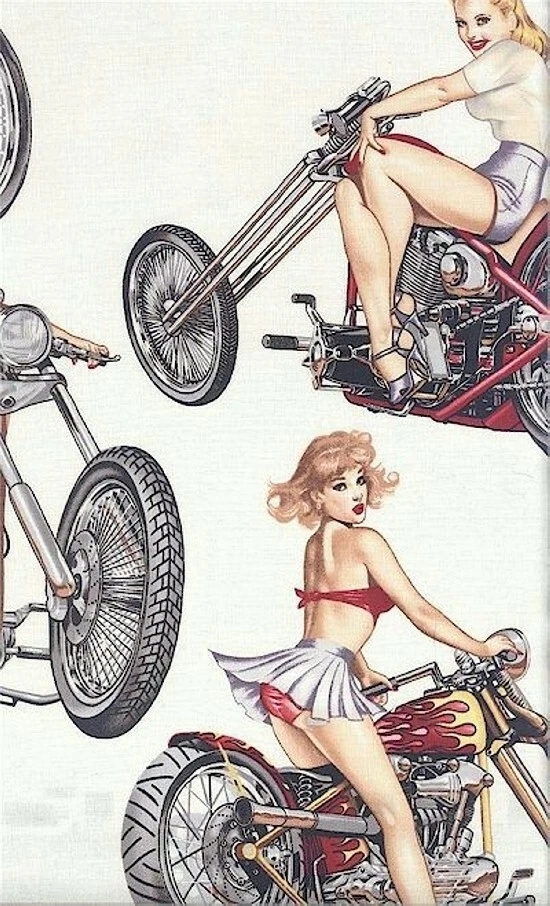 Hot Wheels, Biker Babes, WOW, 1 Yard Cut Cotton Fabric, Alexander Henry