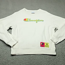 Champion Sweater Girl M 38x22 White Reverse Weave Letters Pullover Sweatshirt