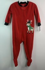 Carter's 18 Months Reindeer One-Piece Fleece Sleeper Red Pajamas Baby Boy