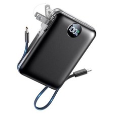 Portable Charger Power Bank 10000mAh, 45 Smaller Built-in Cables  AC Black
