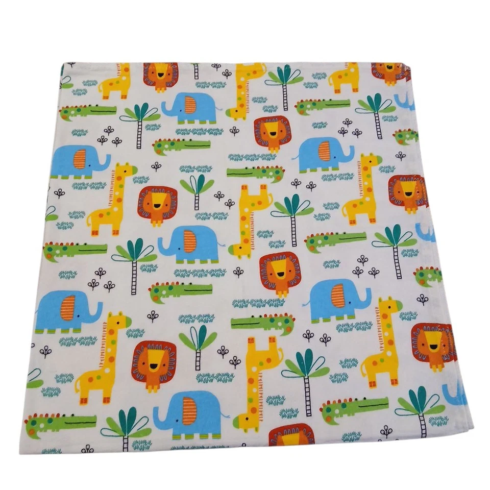 Jungle Safari Animal Handmade Flannel Colorful Baby Infant Blanket 40"x38" - Image 2 of 3