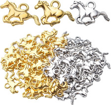 50Pcs Horse Charms Pendants Tibetan Alloy Animal Charms Equestrian Horsemanship