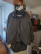 Lands End Youth L 14/16 Winter Coat 5 Pockets Snow Skirt Hood Gray Zip Hook Loop