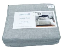 Nestwell Gray Cotton Full / Queen Duvet Sham Set Bed Bath & Beyond New