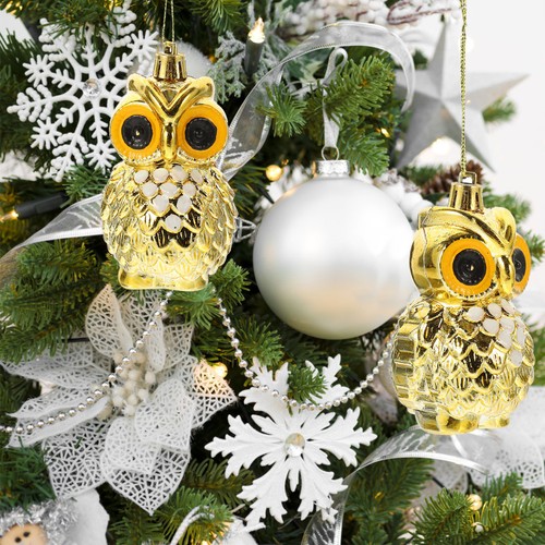 4pcs Christmas Tree Owl Decor Pendant Xmas Window Wall Creative Ornaments - Zdjęcie 9 z 12