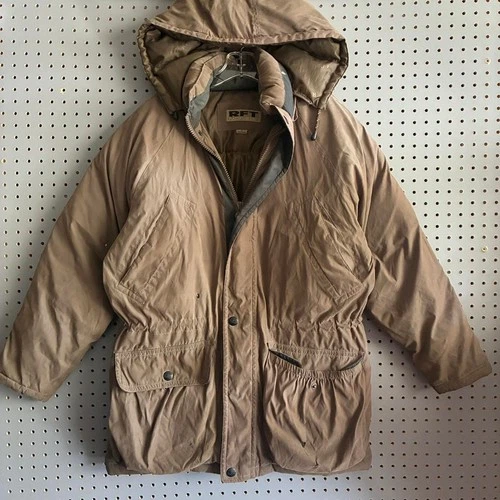 RFT Rainforest Mens Puffer Parka Jacket Tan Brown Down Filled Hooded Size Small - product listing photo