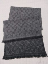 GUCCI women's Wool Scarf Shawl Stole wrap Made in Italy in Gray color GG Logo