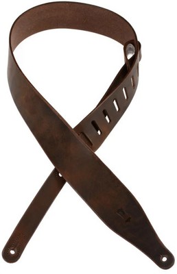 Levy's M17 2.5'' Distressed Veg Tan Leather Guitar Strap - Dark Brown