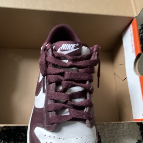 Nike Dunk Low Unisex Kids Burgundy/White Leather Low Top Lace-Up US 5.5 men’s - Picture 3 of 6