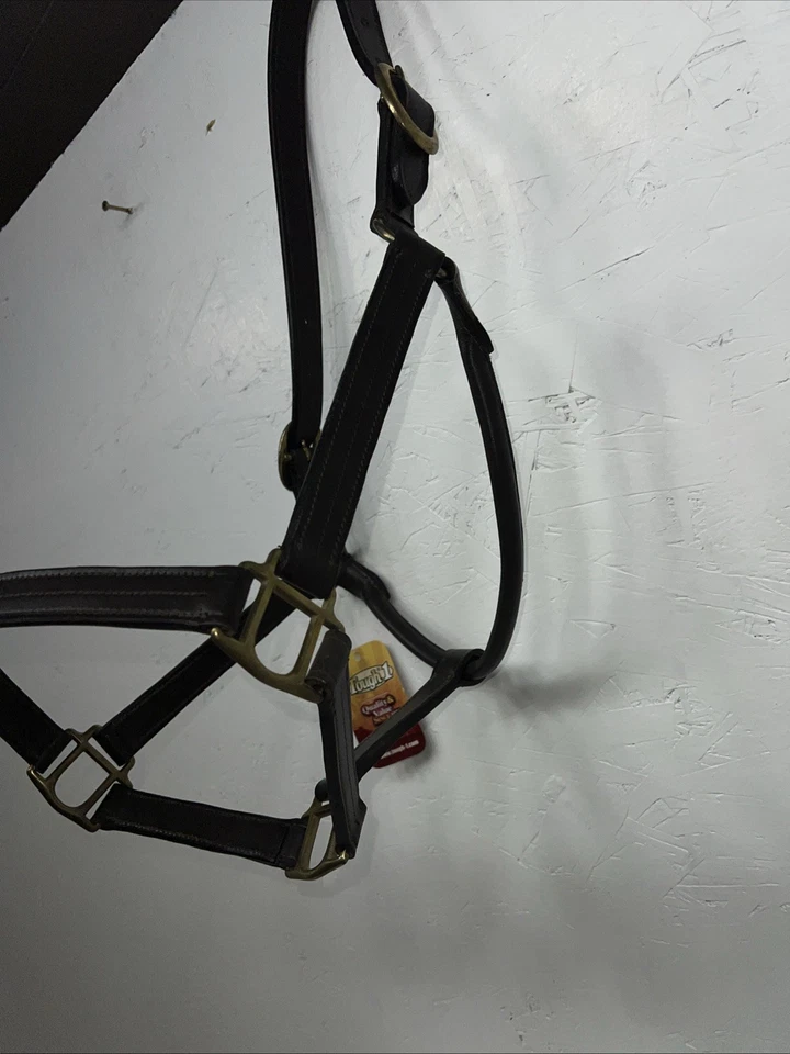 New Tough 1 Genuine Leather Brown Track Horse Halter #44-2046 W-49 - Image 4 of 4