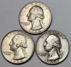 1954 P, D, S, Washington Quarters, 90% Silver, Perfect For Coin Albums- Q-54CK