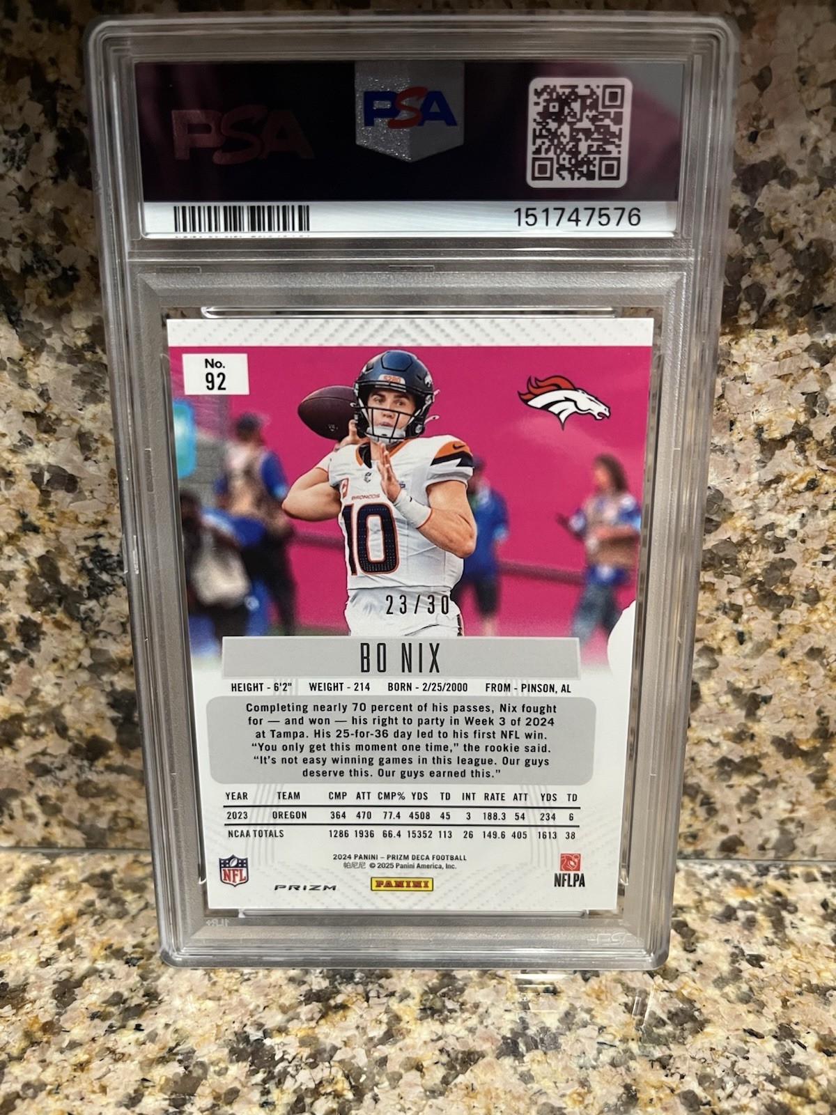 2024 Prizm Deca Mojo No Nix /30 #92 (RC) PSA 8 Denver Broncos - Freshly Graded! view 2