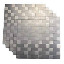 Yipscazo Stick on Kitchen Tiles, 11.8''x 11.8'' Upgraded Brushed Stainless Se...