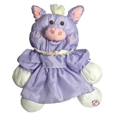 Vintage 1987 Fisher Price Puffalump Pig Nylon Stuffed Animal Original Dress 16"
