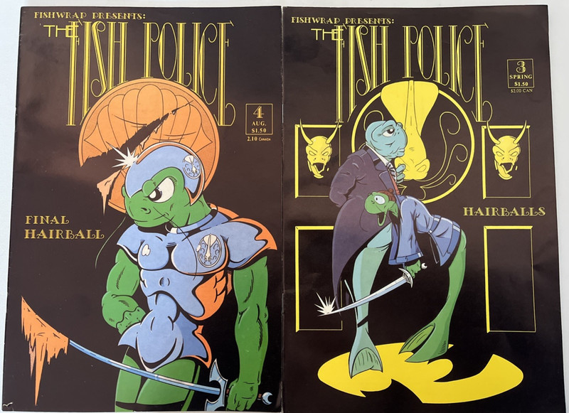 THE FISH POLICE. NUMBER'S 3 & 4.  (2 ISSUE 1986 LOT). FISHWRAP/APPLE COMICS.