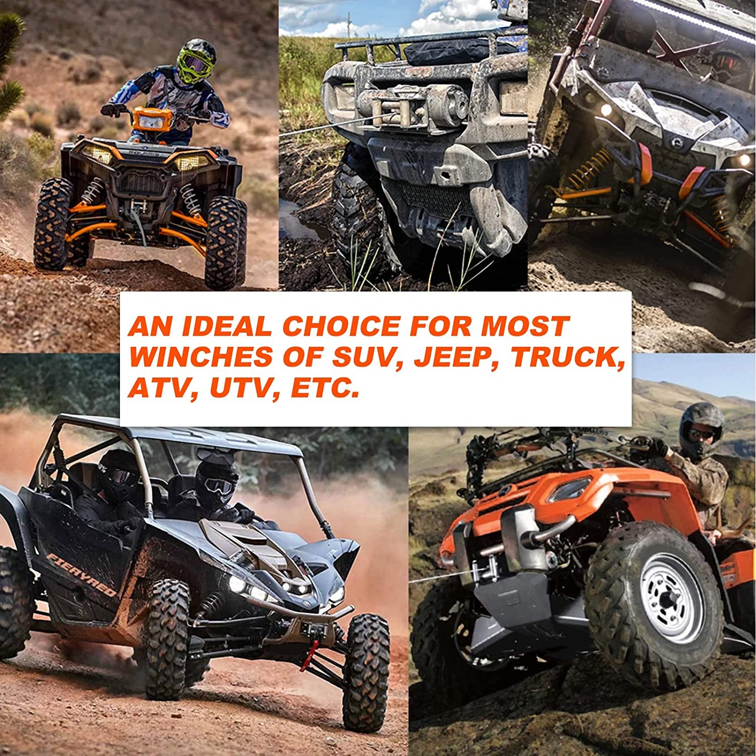 SPARKWHIZ Synthetic Winch Rope Cable Kit 26500LBS 3/8"x100FT Winch Line Cable US