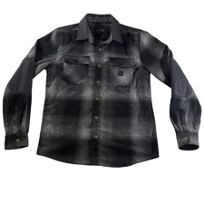 Roark Revival Button Up Black Gray Wool Flannel Size Small