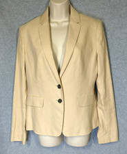 Ann Taylor Linen Blend Classic Blazer 6 Neutral Beige Easy Chic Polished Timeles