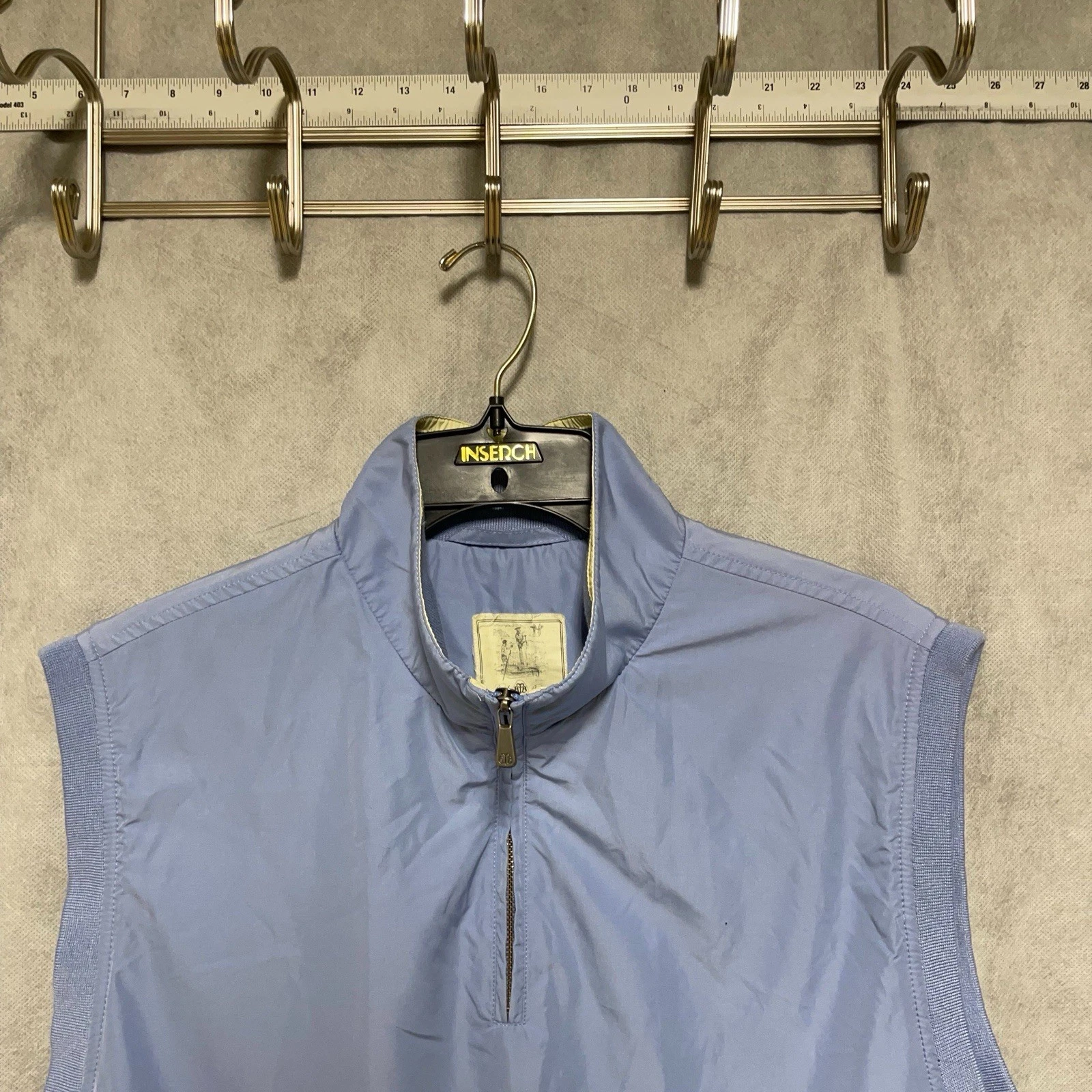 VTG Brooks Brothers Vest Men L Blue Softshell Country Club Zip Sleeveless Jacket