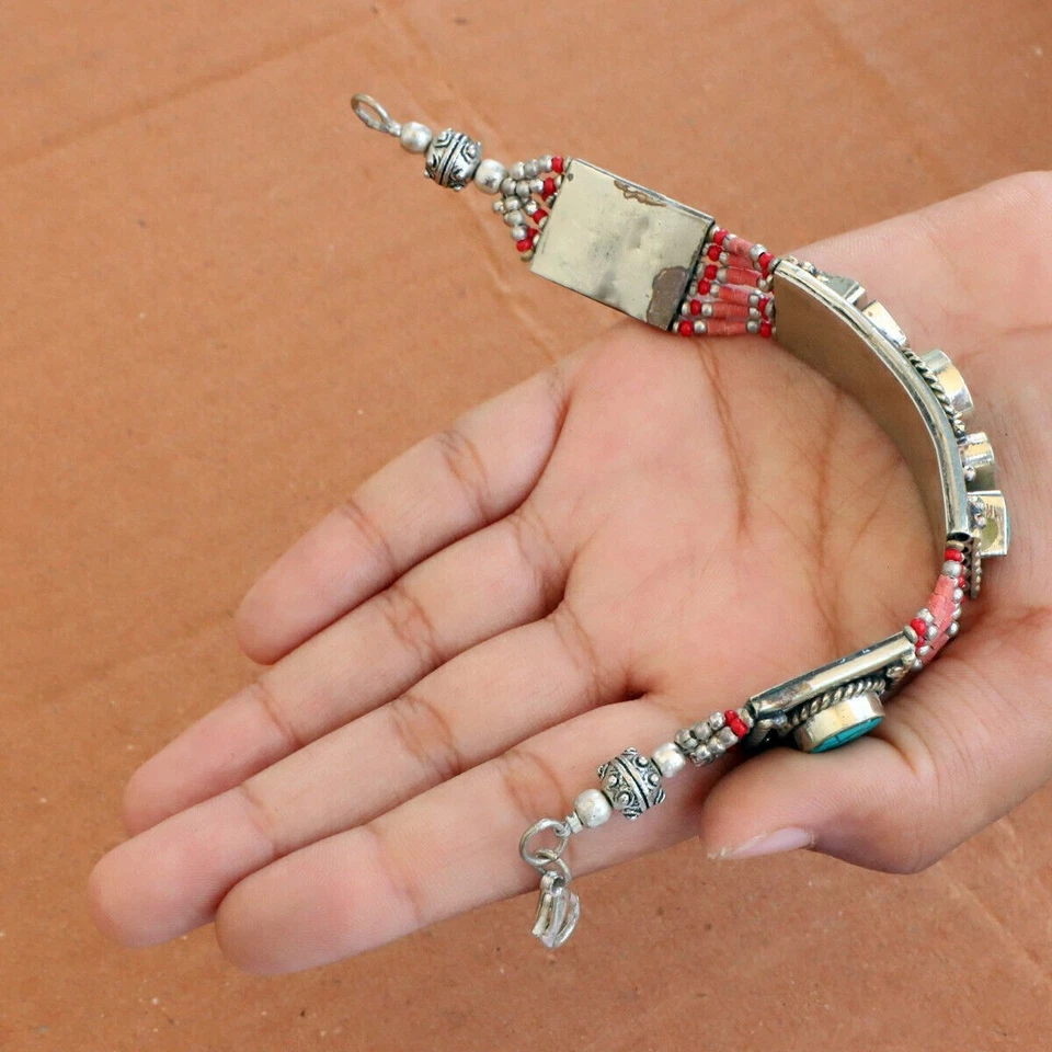 Tibetan Gemstone Inspired Turquoise Red coral trendy Fantastic jewelry Bracelet - Image 3 of 4