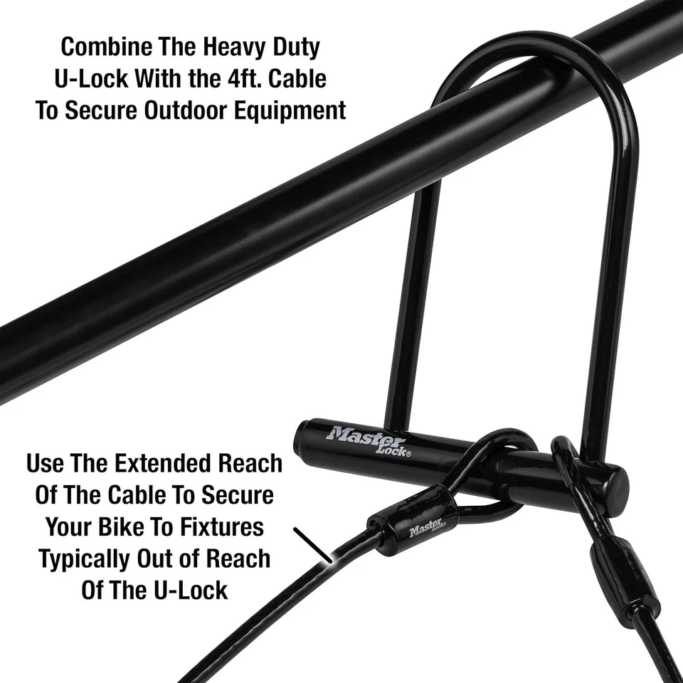 Master Lock 7.25" U Lock with Looped End Cable - Image 3 of 4