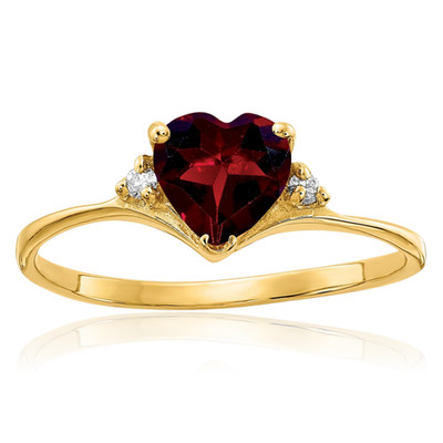 14K massiver Gelbgold 0,80 ct roter Granat Diamant Akzent Versprechen Ring 1 mm schmal
