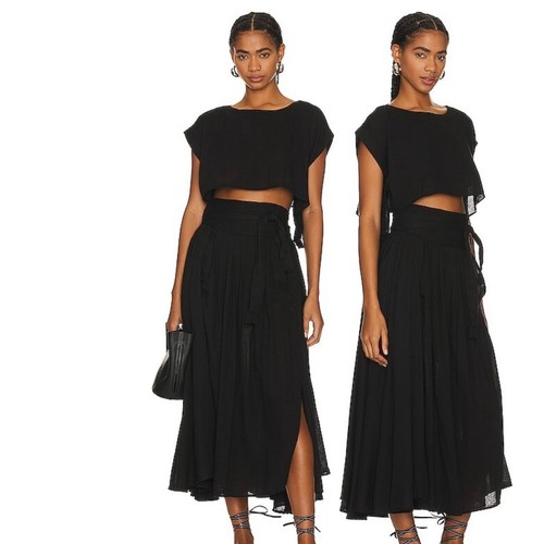 Free People XS Set Sundown Nero Nuovo! Gonna e top bohemien - Foto 3 di 12