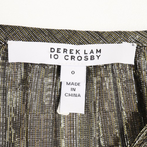 Derek Lam 10 Crosby Sz 0 Silk Blend Gold Metallic Blouse Ruffle Party Formal NYE - Picture 11 of 17