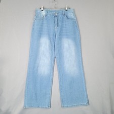 Unbranded Women's Jeans XL Light Blue Cotton Blend Straight Leg